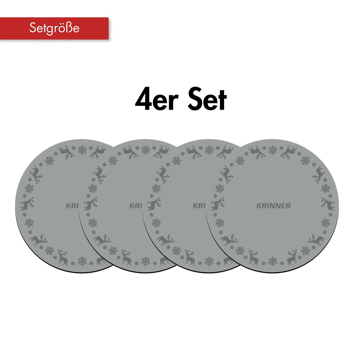 KRINNER Mini Christmas Mats 4er-Set grau