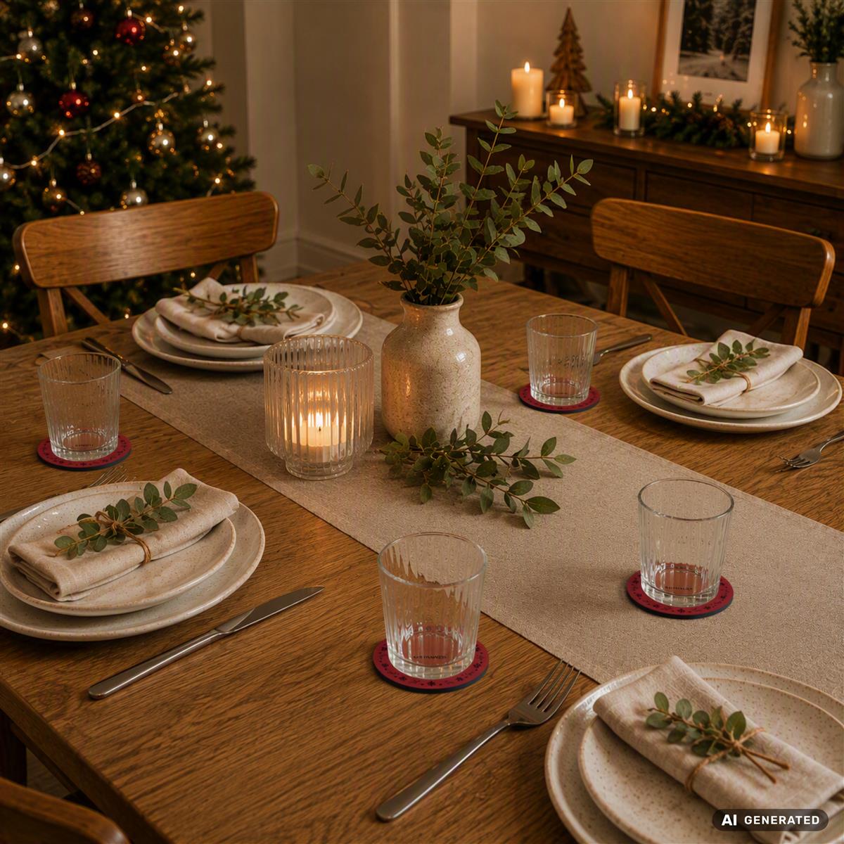KRINNER Mini Christmas Mats 4er-Set rot