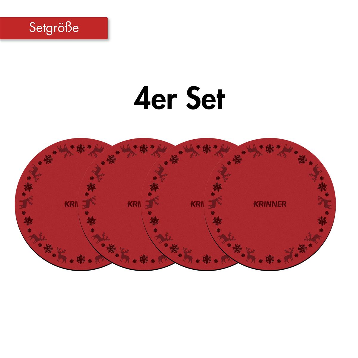 KRINNER Mini Christmas Mats 4er-Set rot