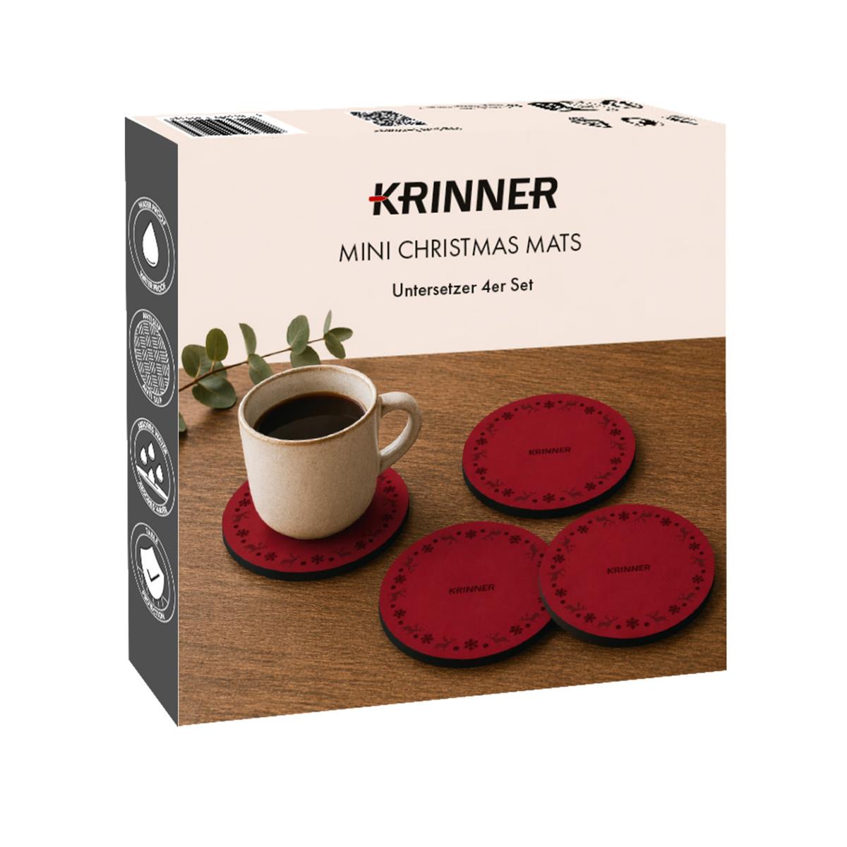 KRINNER Mini Christmas Mats 4er-Set rot