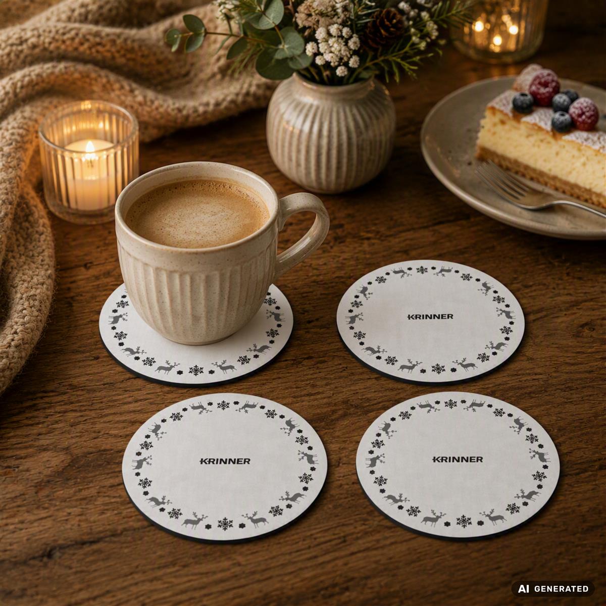 KRINNER Mini Christmas Mats 4er-Set weiß