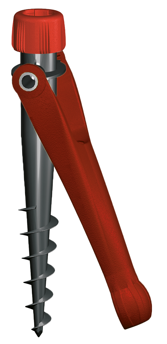 Krinner Schraubfundamente Bodendübel Vario Drill in Rot als Sonnenschirmständer für Strand & Wiese