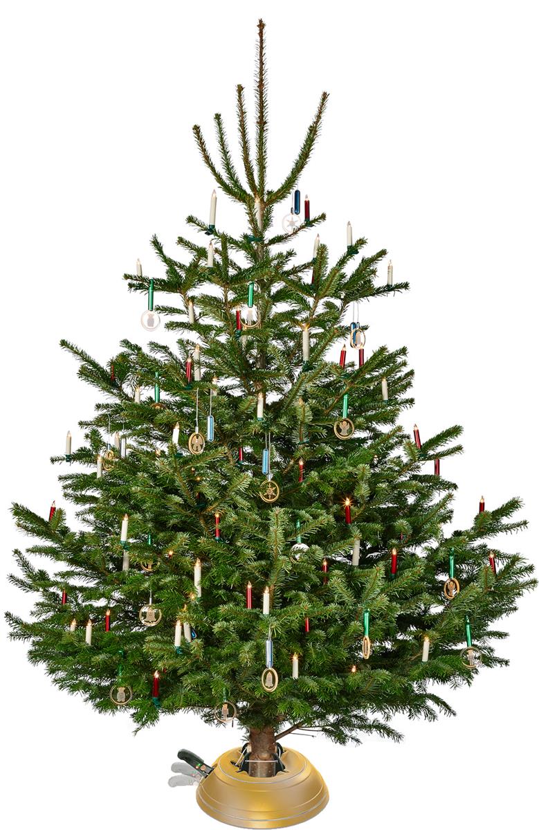 Krinner Christbaumständer Vario Classic Jubiläumsmodell in Gold mit Weihnachtsbaum