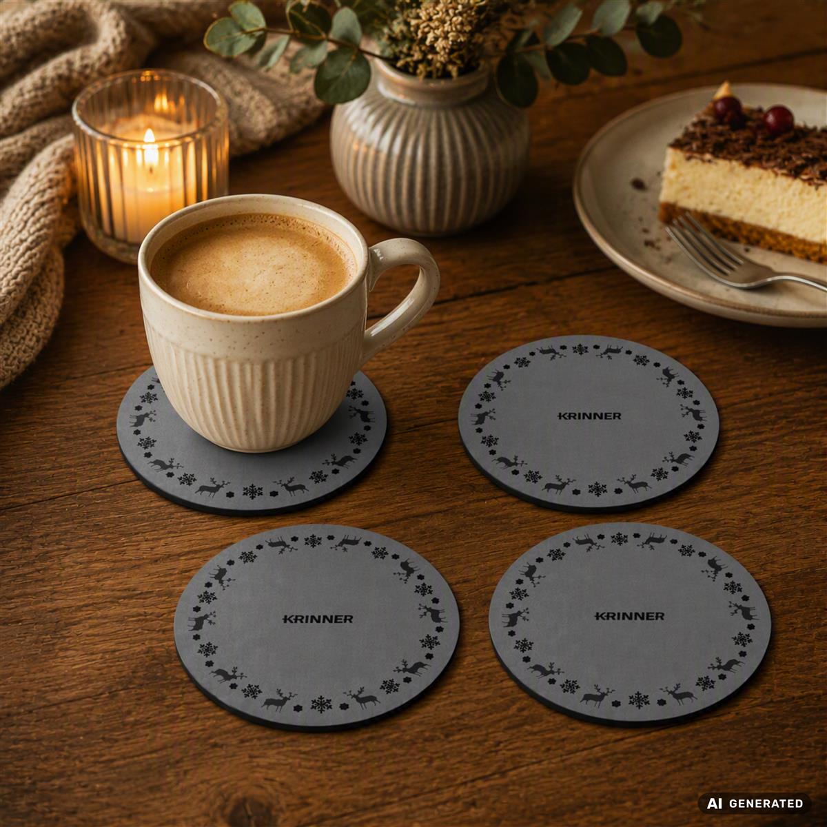 KRINNER Mini Christmas Mats 4er-Set grau