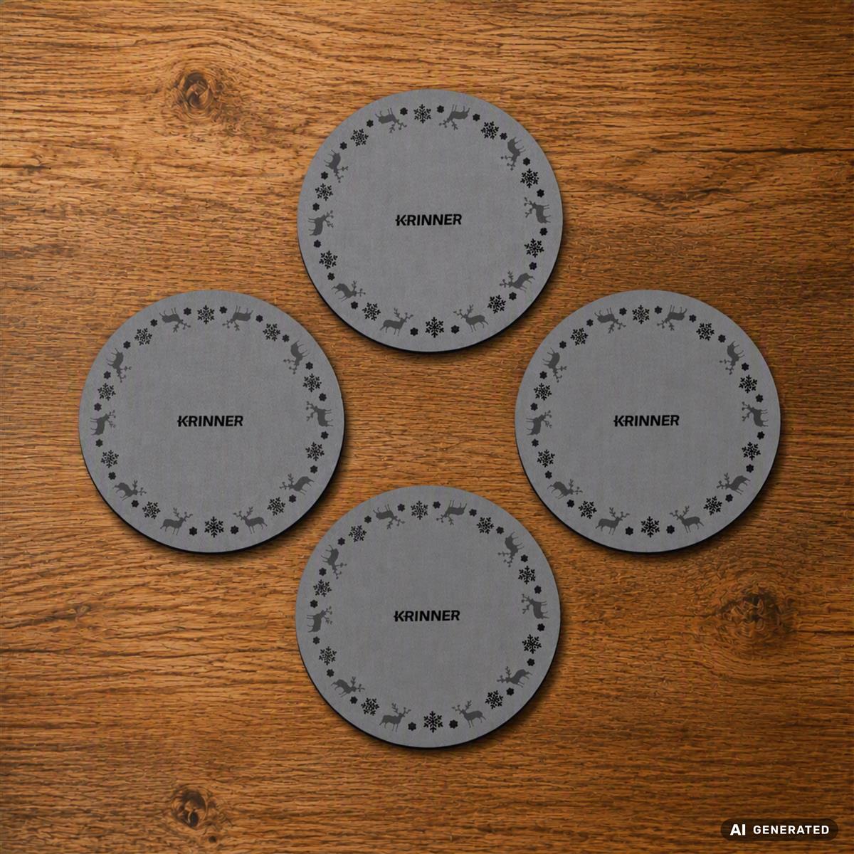 KRINNER Mini Christmas Mats 4er-Set grau