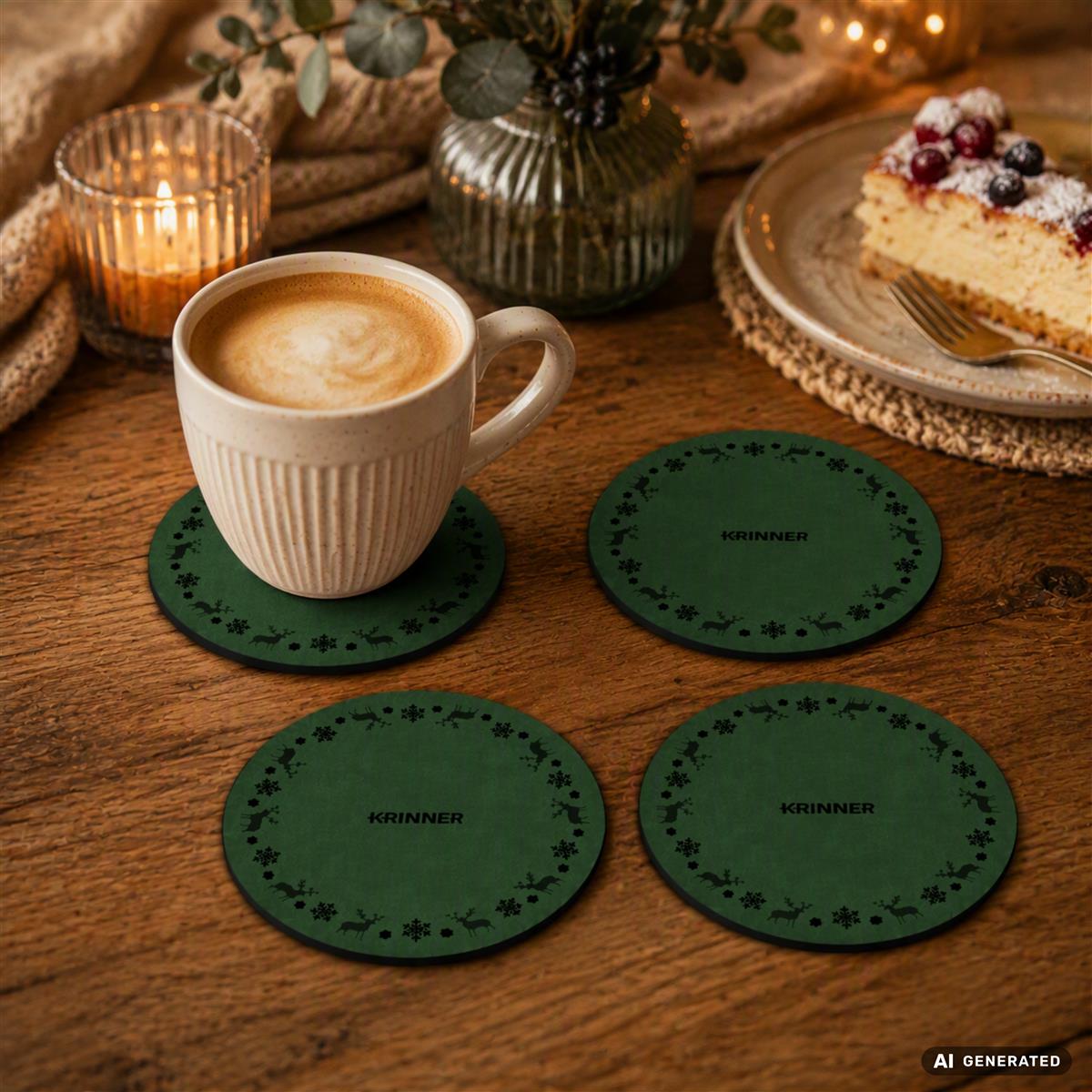 KRINNER Mini Christmas Mats 4er-Set grün