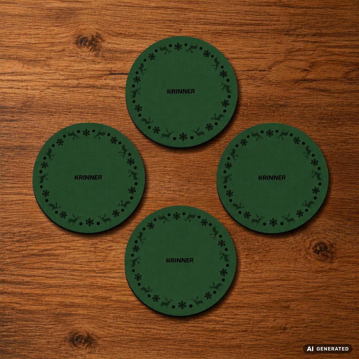 KRINNER Mini Christmas Mats 4er-Set grün