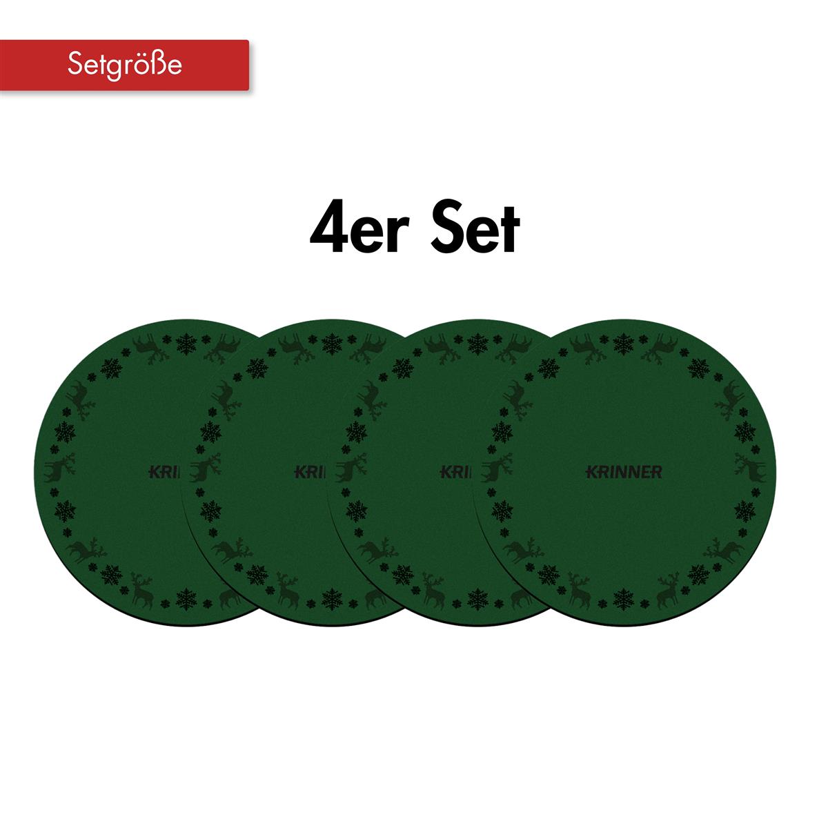 KRINNER Mini Christmas Mats 4er-Set grün