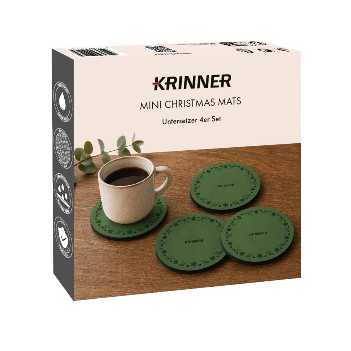 KRINNER Mini Christmas Mats 4er-Set grün