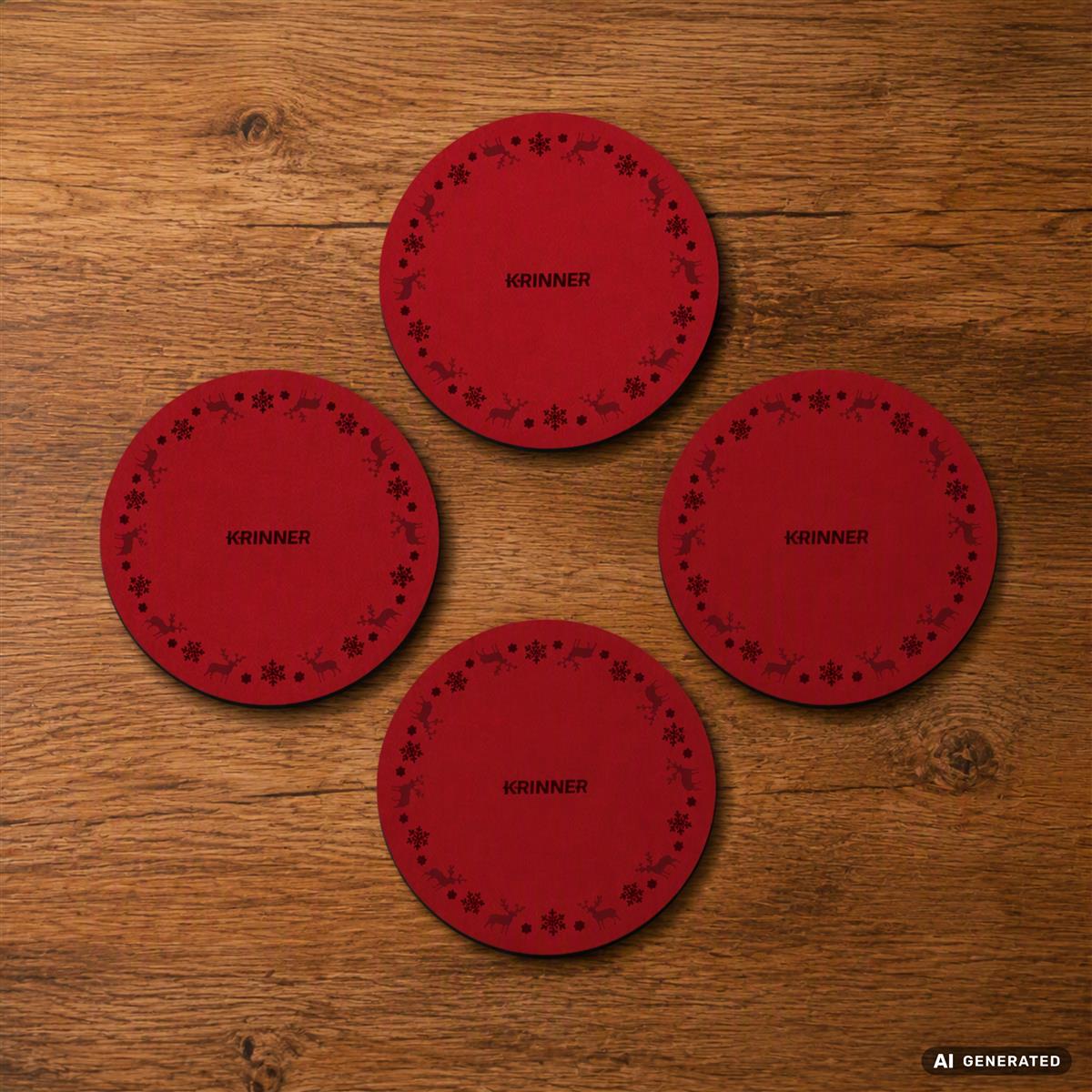KRINNER Mini Christmas Mats 4er-Set rot