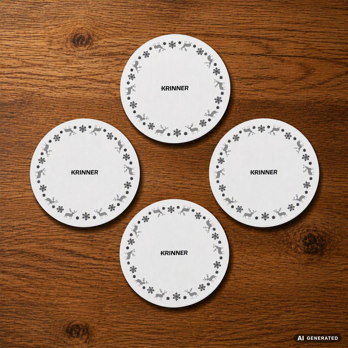 KRINNER Mini Christmas Mats 4er-Set weiß