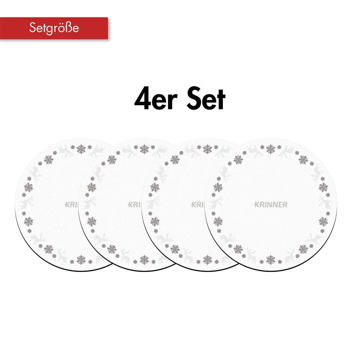 KRINNER Mini Christmas Mats 4er-Set weiß
