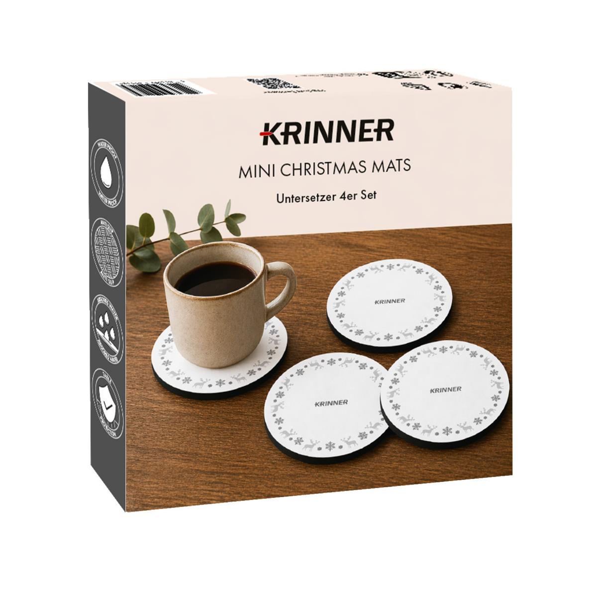 KRINNER Mini Christmas Mats 4er-Set weiß
