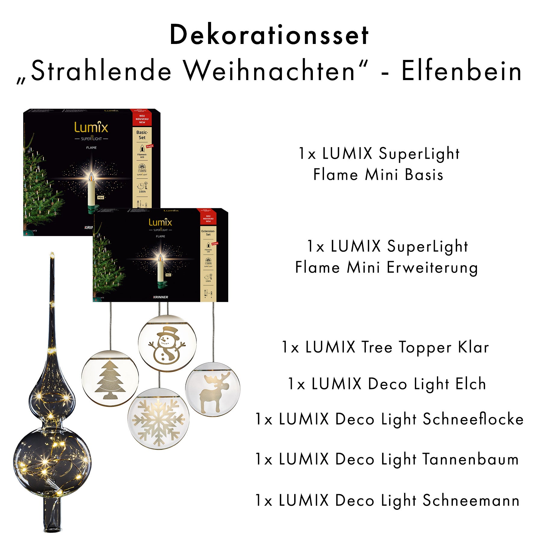 Dekoset „Strahlende Weihnachten“ – Elfenbein