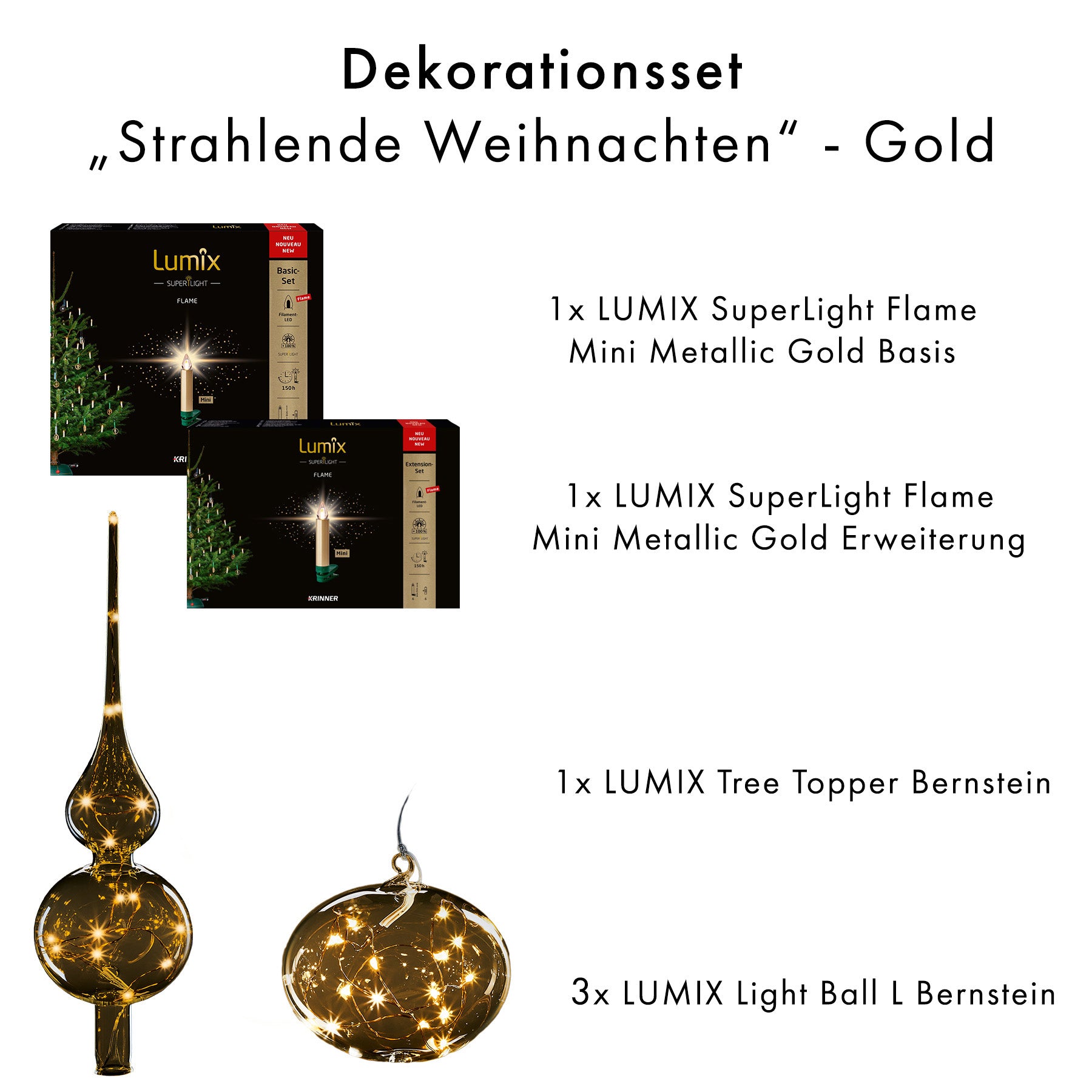 Dekoset „Strahlende Weihnachten“ – Gold