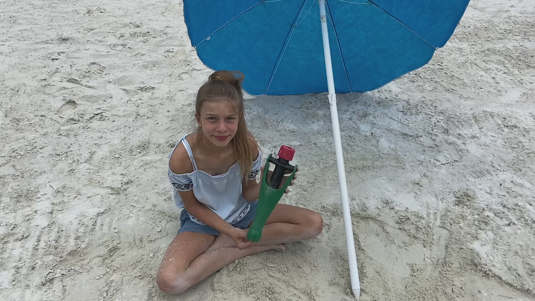 Krinner Schraubfundamente Bodendübel Vario Drill in Schwarz als Sonnenschirmständer für Strand & Wiese, schnelle und bequeme Handhabung 